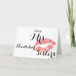 Cartão de pergunta da Bridesmaid - beijo rosa - mo