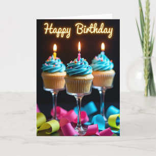 Cartão de Pérolas de Bolo de Aniversário Doce