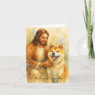 Cartão de pêsames para cães perdidos-Jesus com cão
