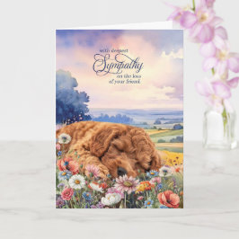Cartão de pesar por Cockapoo com flores silvestres