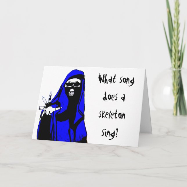 Cartão de PIADA HALLOWEEN SKELETON (Frente)