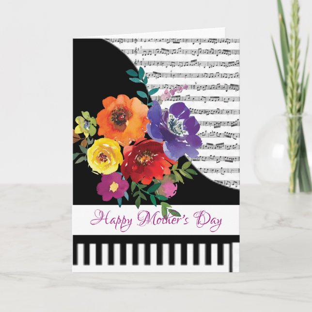 cartão de piano floral (Frente)