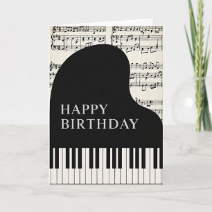 Cartão de Piano Melodia de Aniversário