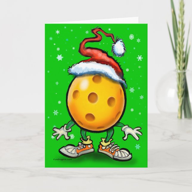 Cartão de Pickleball de Natal (Frente)