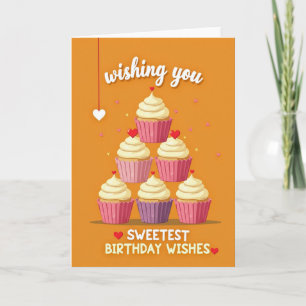 Cartão de Pilha de Cupcake de Aniversário