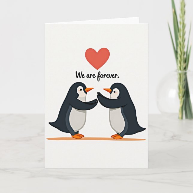Cartão de Pinguim Nosso Amor é Para Sempre (Frente)