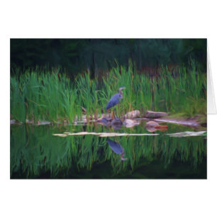Cartão de Pintura Animal com Reflexões de Herão