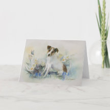 Cartão de pintura aquarela do cão Terrier Jack Rus