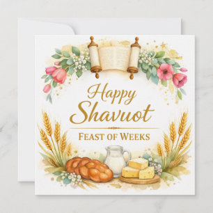 Cartão de pintura da feliz festa de Shavuot das Se
