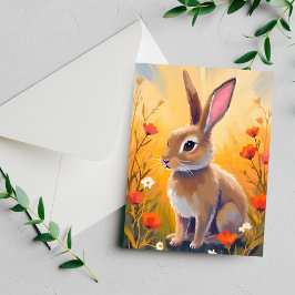 Cartão de pintura de animal de campo floral de coe