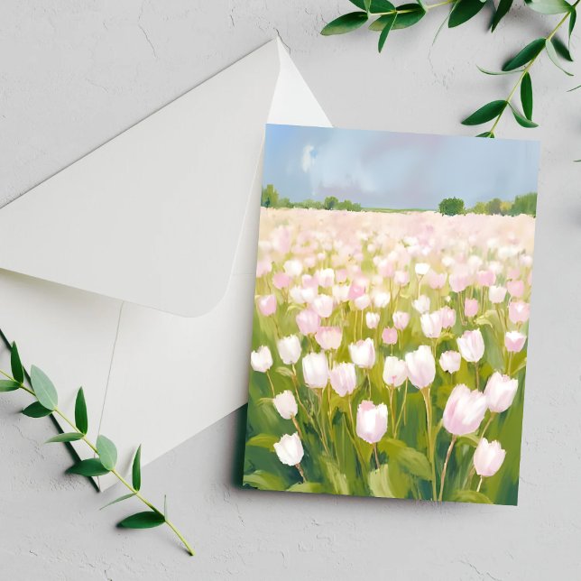 Cartão de Pintura de Campo de Flores de Tulipas Br (Criador carregado)