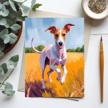 Cartão de pintura de cão galgo italiano
