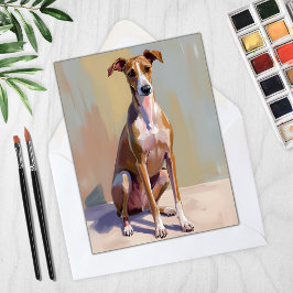 Cartão de pintura de cão galgo italiano