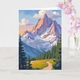 Cartão de pintura em aquarela da cordilheira