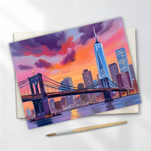 Cartão de pintura em aquarela da silhueta de Nova 
