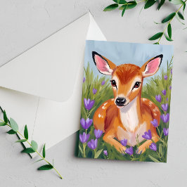 Cartão de pintura em aquarela de animal filhote de