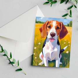 Cartão de Pintura em Aquarela de Cachorro Beagle