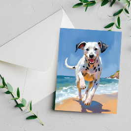 Cartão de Pintura em Aquarela de Cachorro Dálmata 