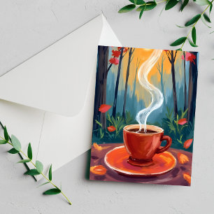 Cartão de Pintura em Aquarela de Caneca de Café