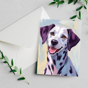 Cartão de pintura em aquarela de cão dálmata