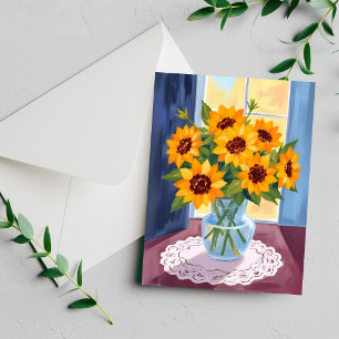 Cartão de pintura floral em aquarela com buquê de
