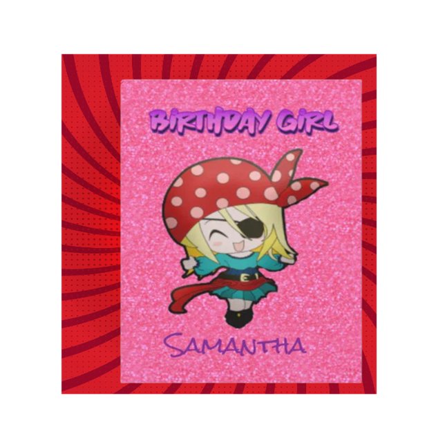 Cartão de Pirata de Pastel Rosa de Aniversário (Introducing our Pink Pastel Glitter Pirate Girl Card — it's not just cute, it's absolutely delightfu)