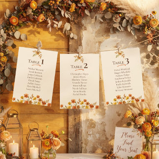 Cartão de Plano de Assentos de Casamento Boho Flor