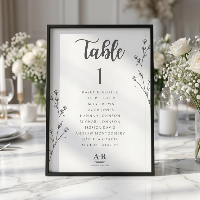 Cartão de Plano de Assentos de Casamento Preto e B (Criador carregado)