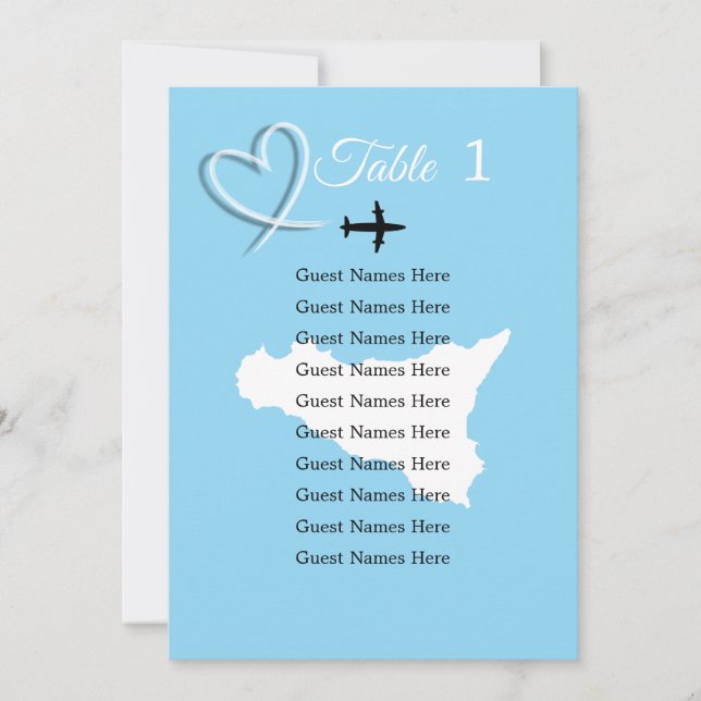 Cartão de Plano de Mesa do Mapa de Destino da Sicí (Frente)