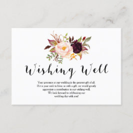 Cartão de Poço de Desejos de Casamento Floral Borg