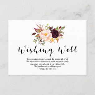 Cartão de Poço de Desejos de Casamento Floral Borg