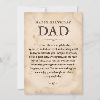 Cartão de Poema de Aniversário do Papai em Sepia V