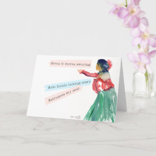 Cartão de Poesia Haiku da Garota Hula Havaiana