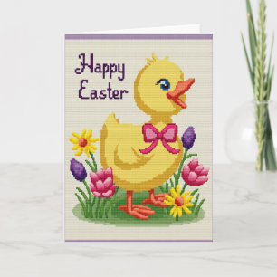 Cartão de Ponto Cruz Feliz Primavera para Aves