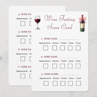 Cartão de Pontuação de Degustação de Vinho Elegant