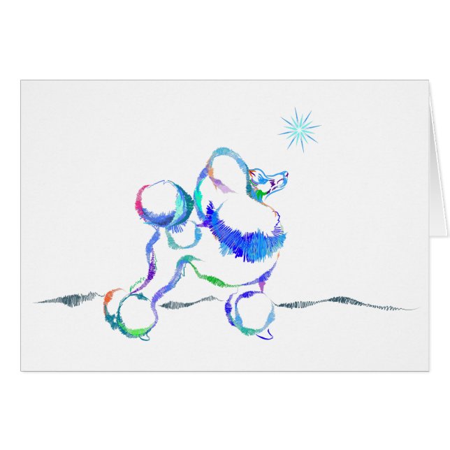 Cartão de Poodle de Inverno (Frente Horizontal)