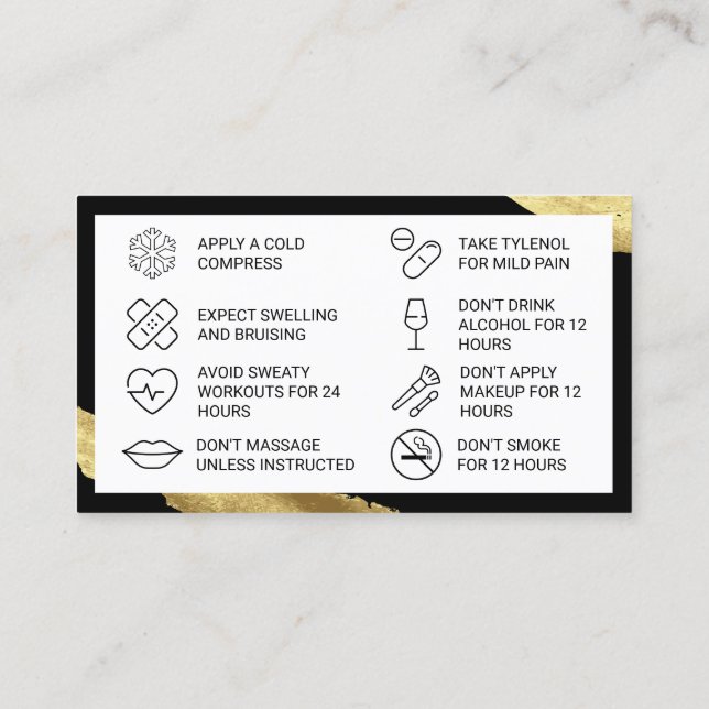 Cartão de Pós-Cuidados Botox Rosa (Verso)