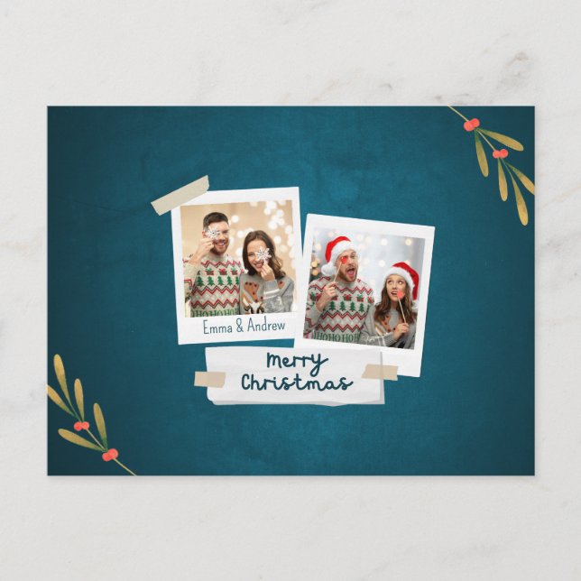 Cartão de Posto de Fotografia de Natal com Saudaçõ (Frente)