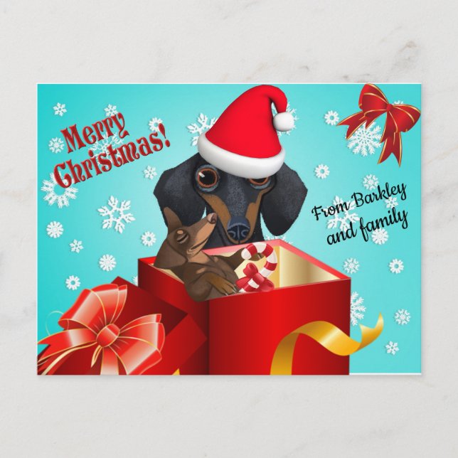Cartão de Posto de Natal Dachshund (Frente)