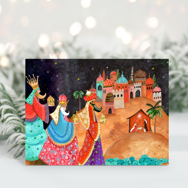 Cartão de Posto de Natal de Três Homens Sábios (Three Wise men Christmas Holiday Post Card)