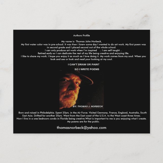 Cartão de posto de Perfil de Autores (Frente)