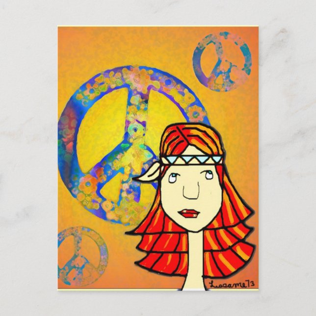 cartão de posto hippie pintinho amante da paz (Frente)