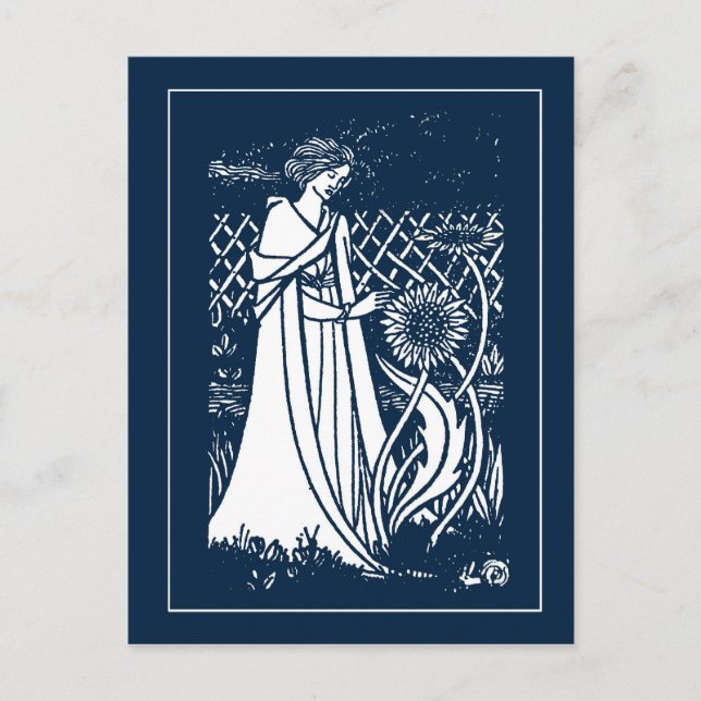 Cartão de Posto Lady & Girassóis de Berdsley (Frente)