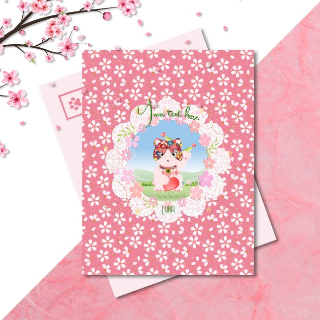 Cartão de Posto Maneki Neko Lucky Luna (Maneki Neko Lucky Luna Post Card)