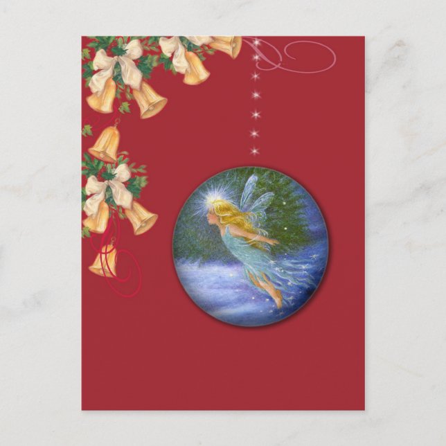 Cartão de posto para fadas de Natal mágicas (Frente)
