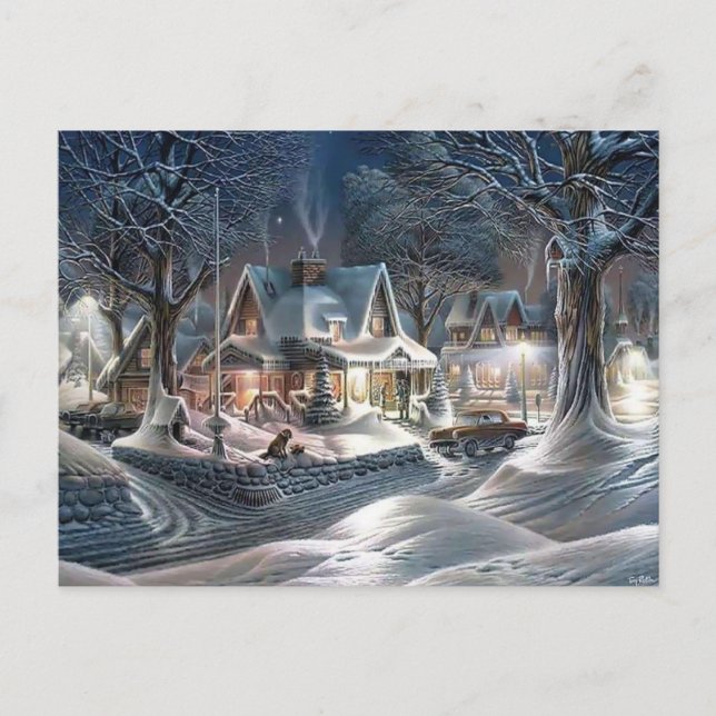 Cartão de posto para férias de neve de Natal (Frente)