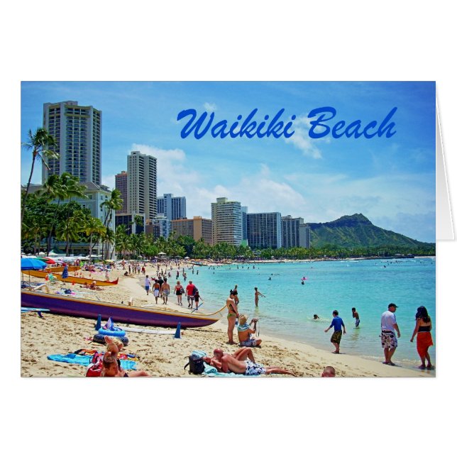 Cartão de praia Waikiki (Frente Horizontal)