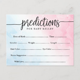 Cartão de Predição de Bebê Cor-de-Água Rosa e Azul
