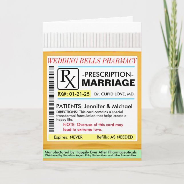 Cartão de Prescrição de RX para Casamento (Frente)