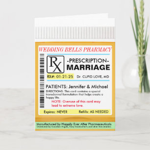 Cartão de Prescrição de RX para Casamento